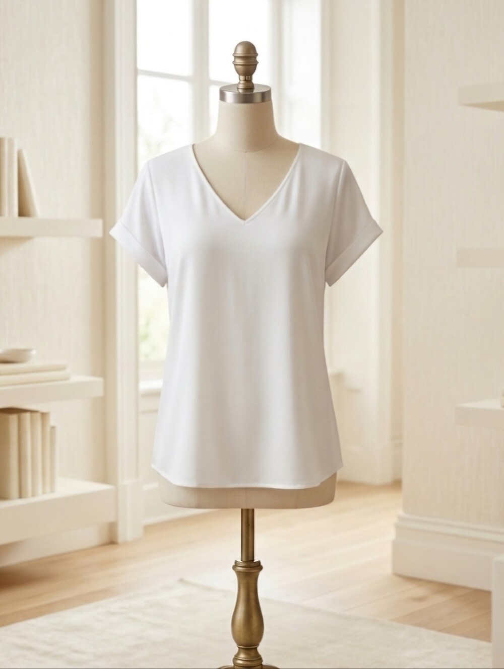 Versona White Layered V-Neck Blouse — Size Medium
